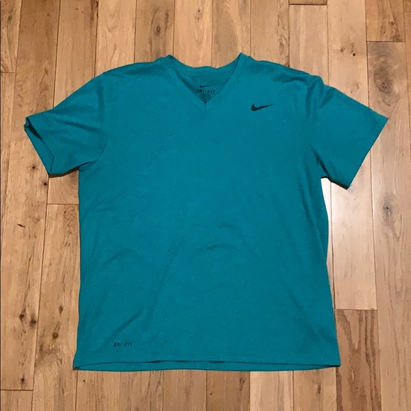 Nike dri-fit teal v-neck - Picture 1 of 3